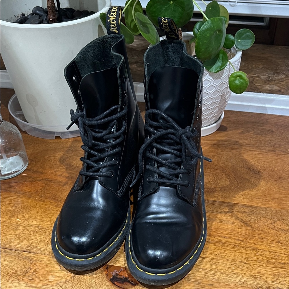 Dr. Martens Shiny Black Moto Boots